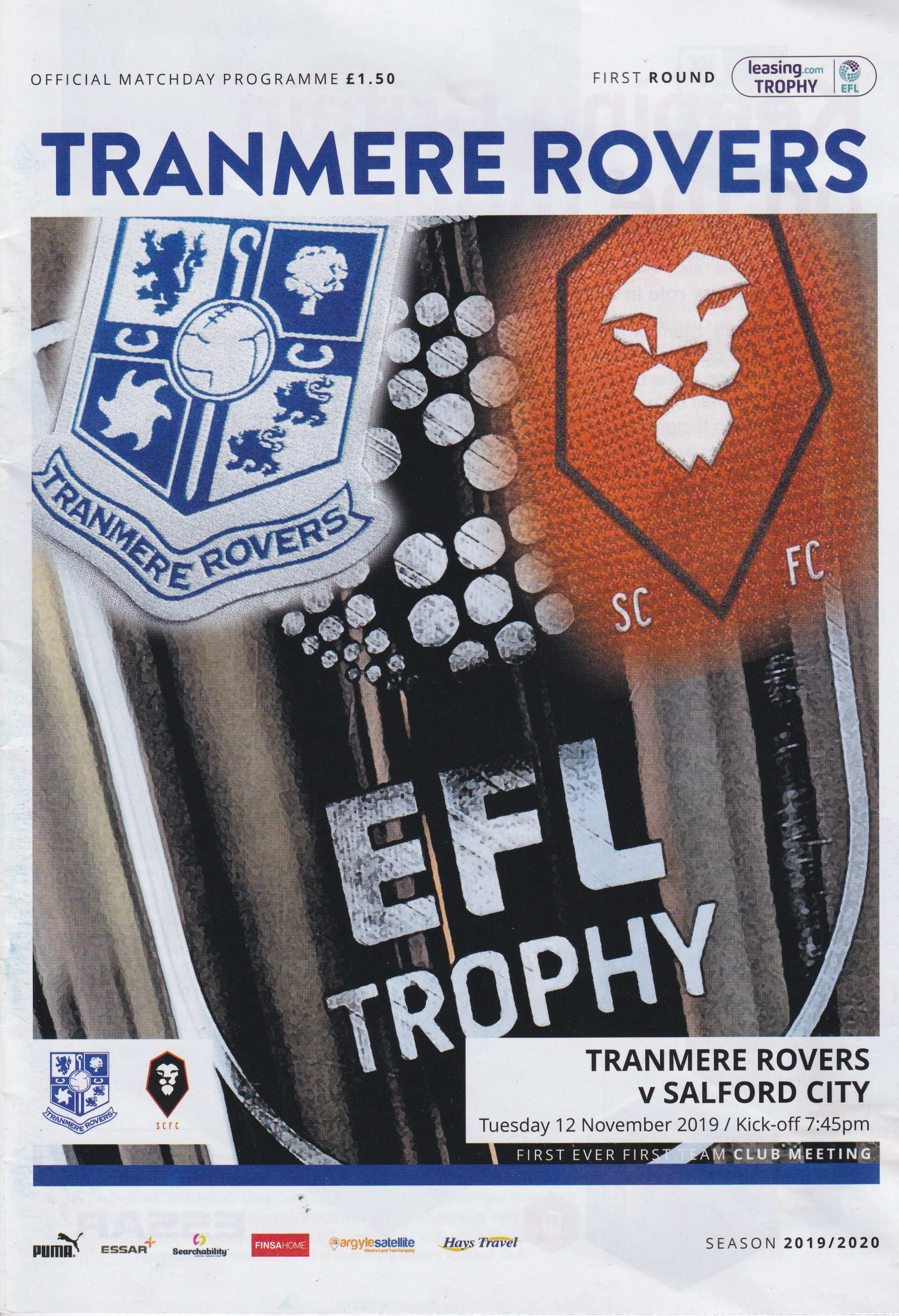 Tranmere Rovers v Salford City match programme